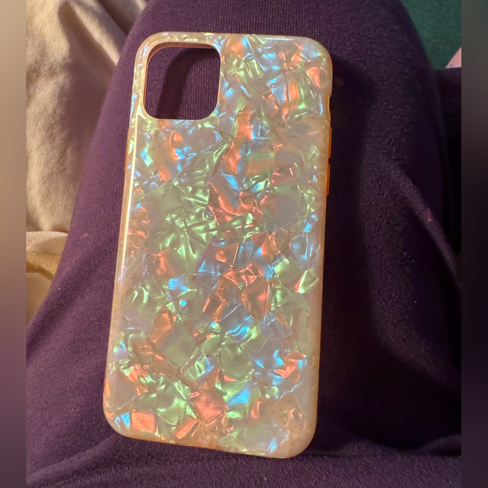 IPhone 11 pro gel case.  Beautiful pinks, greens, gray opalescent colors.